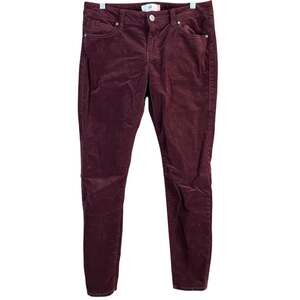 CAbi Womens Jeans Burgundy Corduroy Mid Rise Skinny Cotton Blend Stretch 8